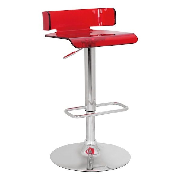 Homeroots 26-35 x 15 x 16 in. Adjustable Stool with Swivel, Red & Chrome 285447 - main